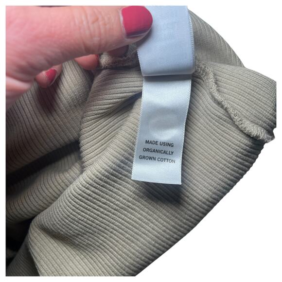 Citizens of Humanity Liu Organic Cotton Ribbed Polo Collared Bodysuit Tan XS - Picture 5 of 8